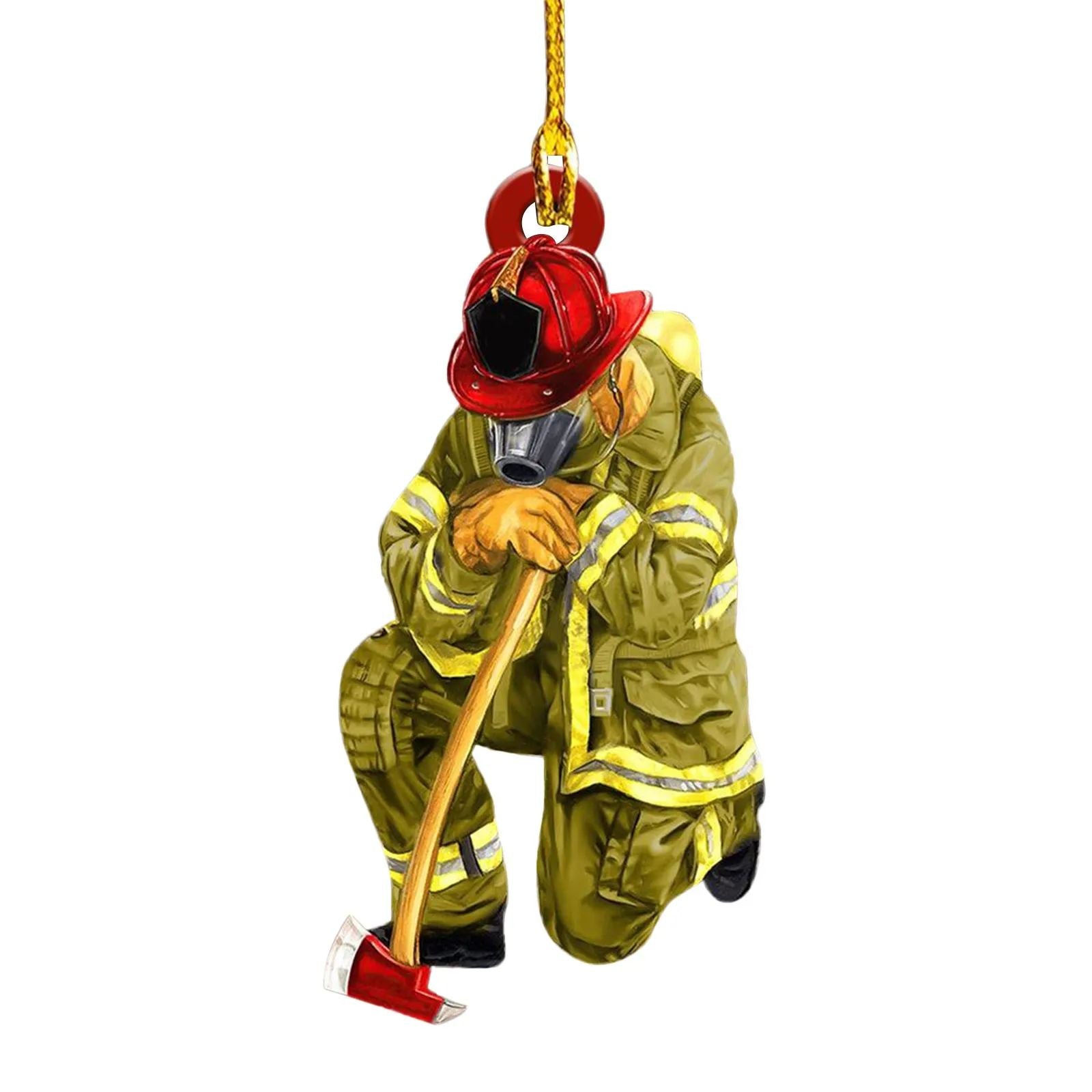 Firefighter Car Hanging Pendant – Rearview Mirror Ornament