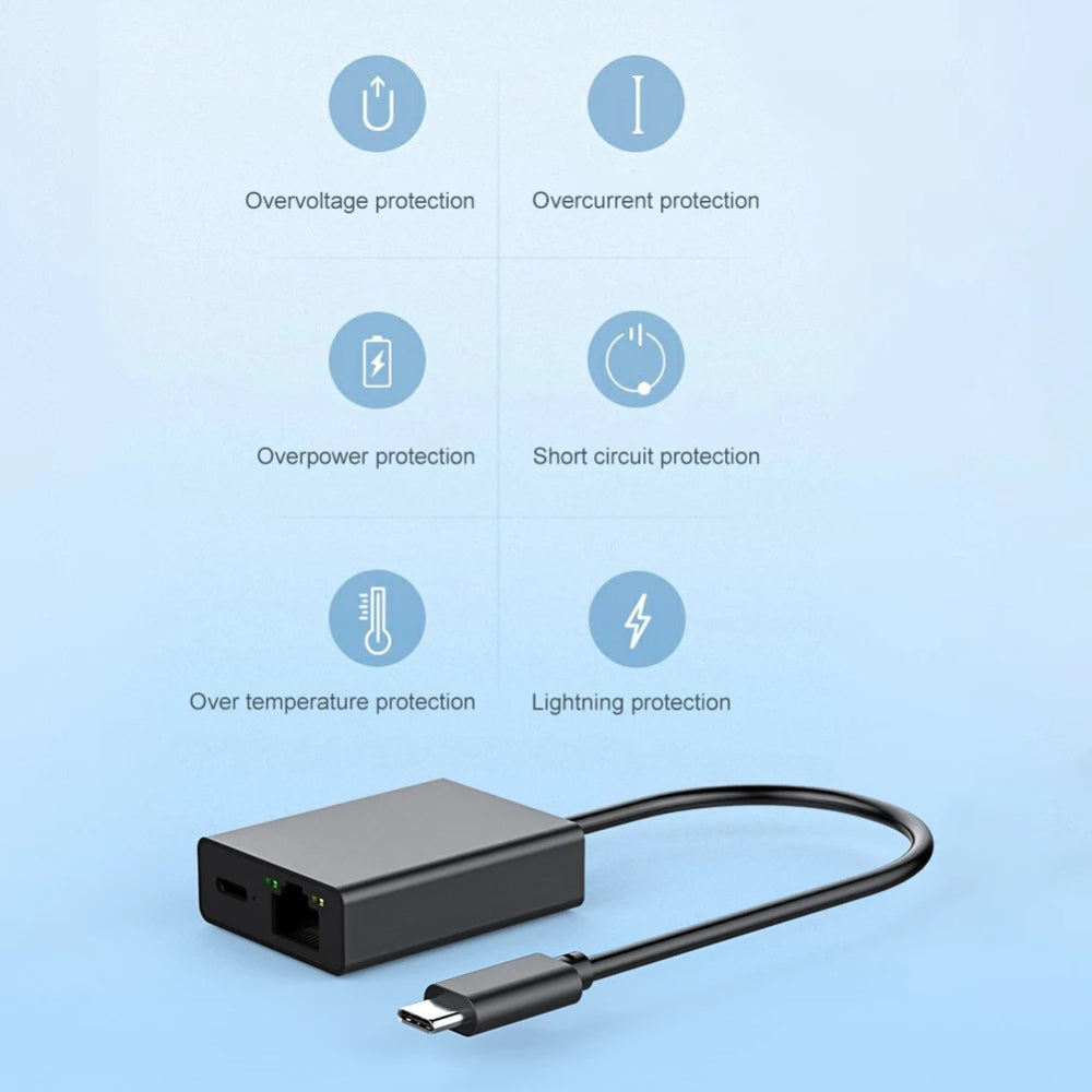 USB-C to Ethernet Adapter 1000Mbps with PD Charging