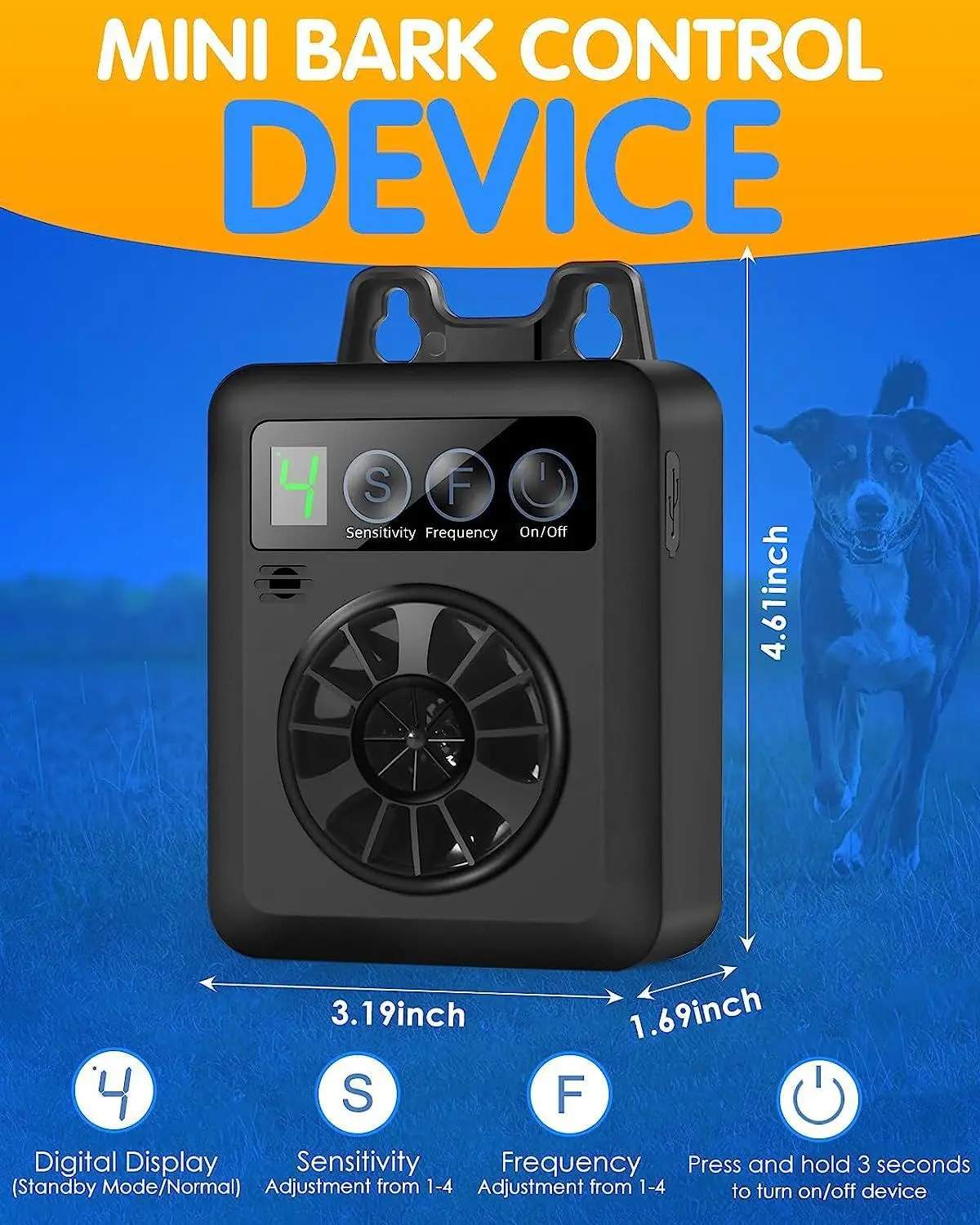Ultrasonic Anti-Barking Device with Digital Display – Indoor & Outdoor