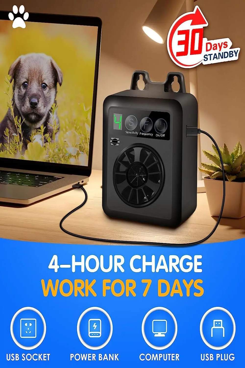 Ultrasonic Anti-Barking Device with Digital Display – Indoor & Outdoor